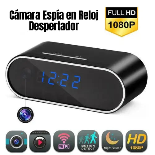 Cámara Espía en Reloj Despertador – Seguridad Discreta con WiFi y Visión Nocturna