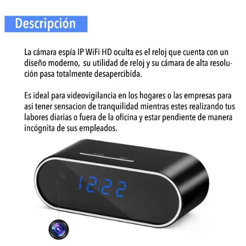 Cámara Espía en Reloj Despertador – Seguridad Discreta con WiFi y Visión Nocturna