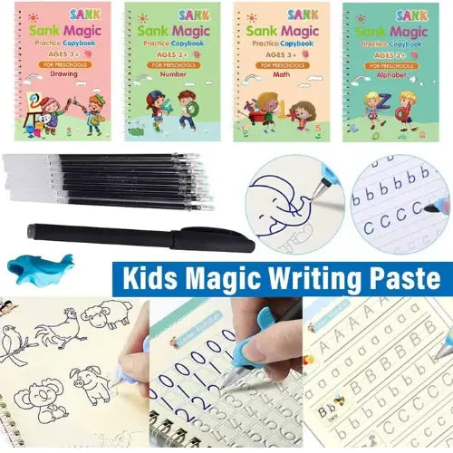 Set de Cuadernos Mágicos – 8 Libros de Caligrafía + 20 Minas de Tinta Mágica GRATIS