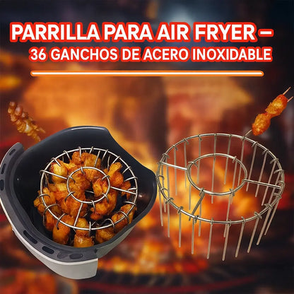 Parrilla para Air Fryer – 36 Ganchos de Acero Inoxidable