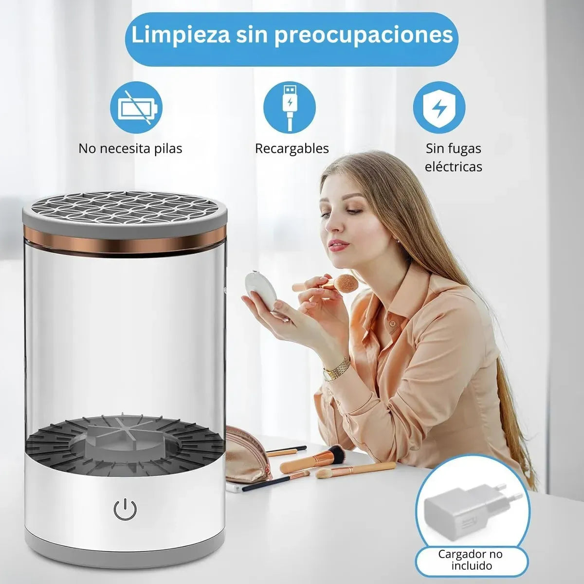 💅 Limpiador Eléctrico de Brochas – Maquillaje Limpio, Piel Sana